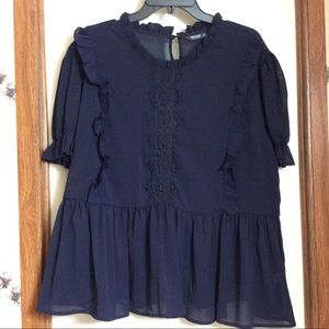 SHEIN sheer Navy blouse new without tags size 3x